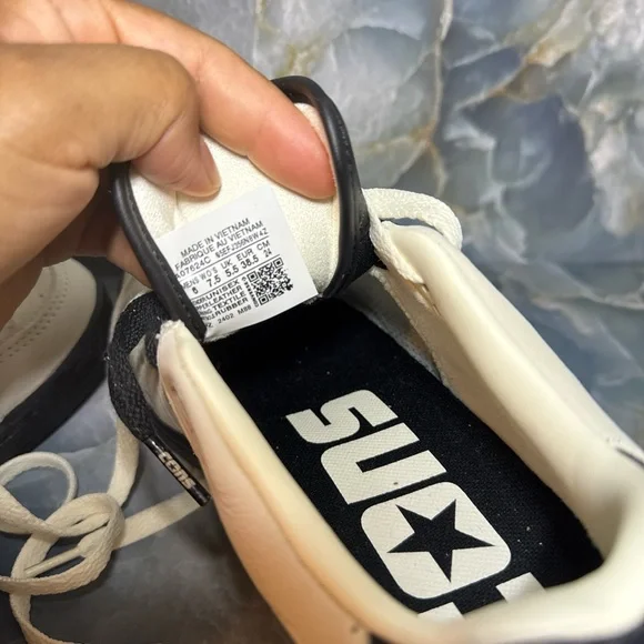 Converse Two-Tone Low-Top Sneakers in Cream and Black - Picture 5 of 8